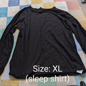 Black Long-sleeved Sleep Shirt, XL